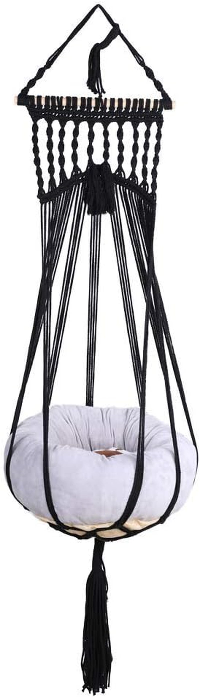 Bohemian Macrame Cat Hammock Bed in Black