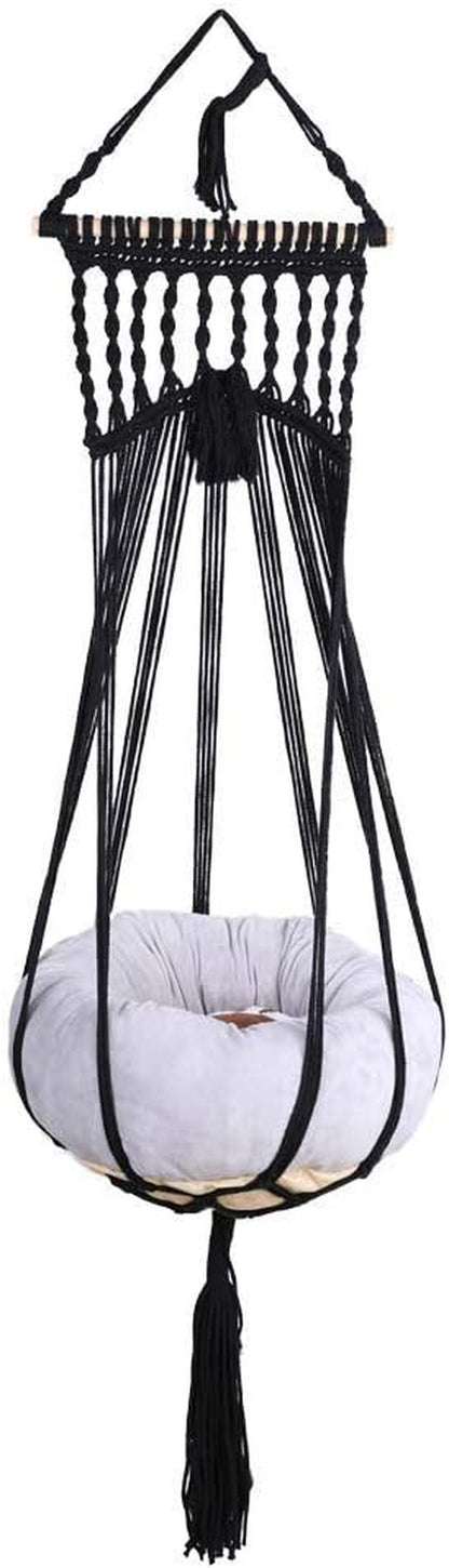 Bohemian Macrame Cat Hammock Bed in Black