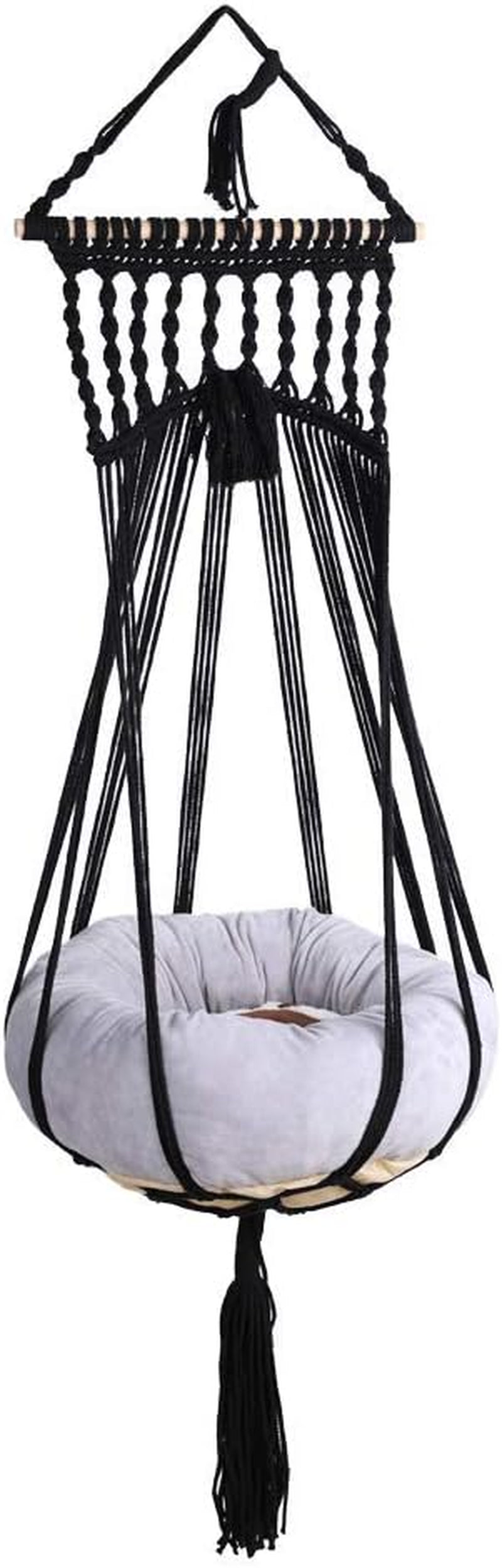 Bohemian Macrame Cat Hammock Bed in Black
