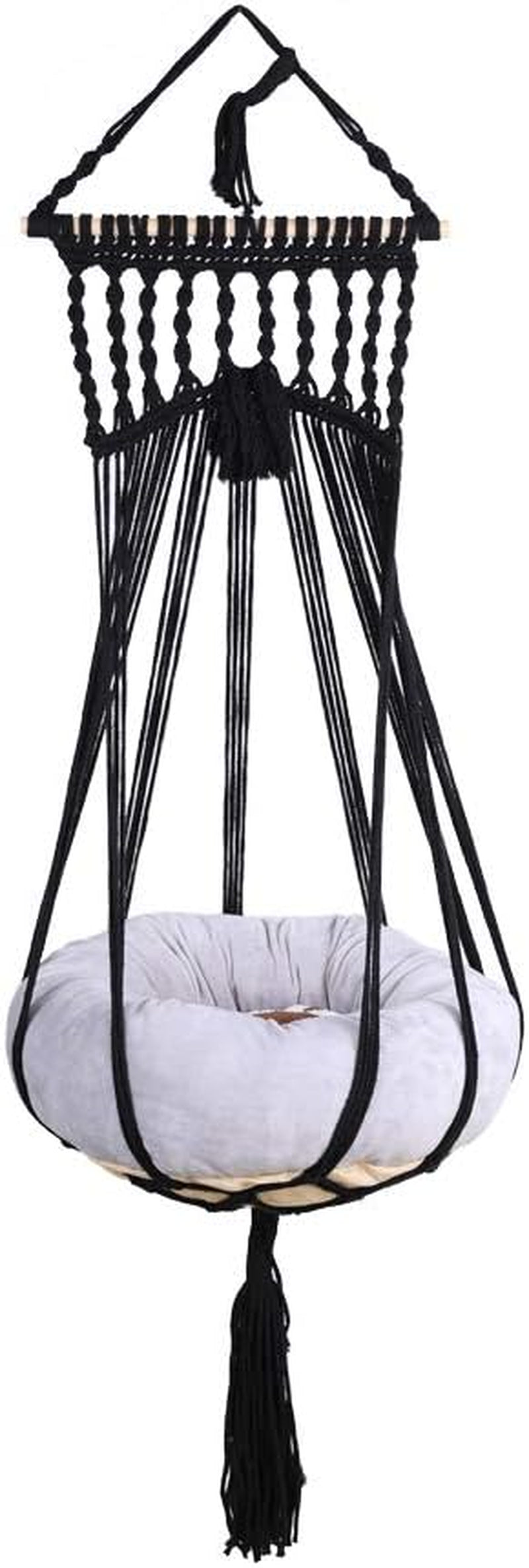 Bohemian Macrame Cat Hammock Bed in Black