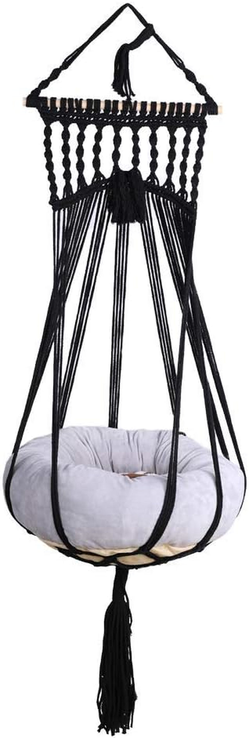 Bohemian Macrame Cat Hammock Bed in Black